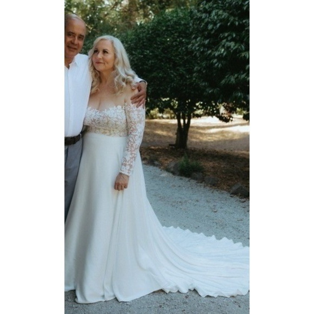 Anthropologie Lace Long Sleeve A line Jenny Yoo Bradley Wedding Dress 14-16